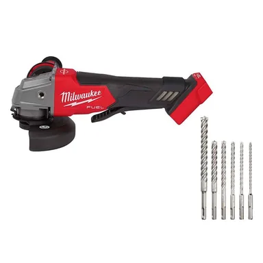 Milwaukee 2880-20-48-20-7499, bundle: M18 FUEL 18V Lithium-Ion Brushless Cordless 4-1/2 in./5 in. Grinder w/Paddle Switch (Tool-Only) with Drill Bit Set