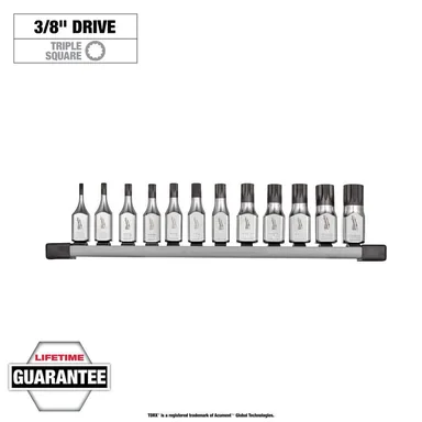 Milwaukee 48-22-9536, unpowered: 3/8 in. Drive Triple Square Bit Socket Set (12-Piece) (photograph from the Home Depot listing)