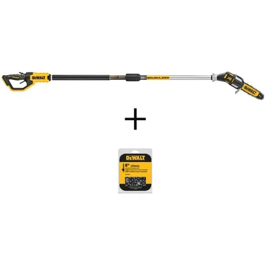 DeWalt DCPS620BW1DT608, bundle: 20-Volt MAX 8 in. Brushless Cordless Battery Powered Pole Saw (Tool Only) with Extra 8 in. Chain
