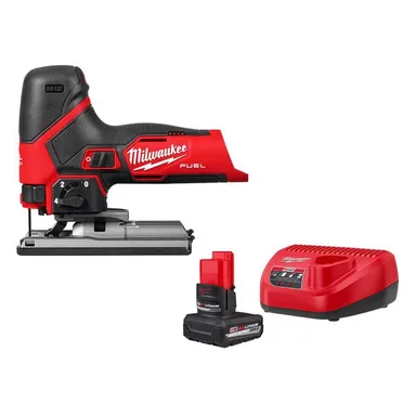 Milwaukee 2545-20-48-59-2450B, bundle: M12 12V Fuel Lithium-Ion Cordless Jig Saw with HIGH OUTPUT XC5. 0 Starter Kit