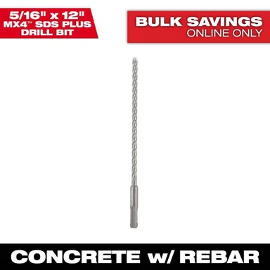 Milwaukee 48-20-8344, accessory: 5/16 in. x 12 in. 4-Cutter SDS-PLUS Carbide Drill Bit