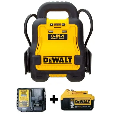 DeWalt DXAE20VBBK, kit: Battery Booster Combo Pack Compatible With 20V XR 5 AH Lithium-Ion Battery, includes 5AH Battery and Charger
