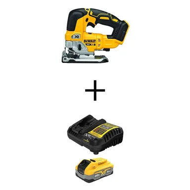 DeWalt DCS334BWCBP520C, bundle: 20V Max XR Lithium-Ion Cordless Brushless Jigsaw with Powerstack 5.0 Ah Battery and Charger