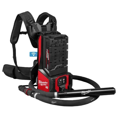 Milwaukee MXF372-2XCB, kit: MX FUEL Backpack High Cycle Concrete Vibrator Kit w (2) FORGE XC8.0 Batteries, (1) MX FUEL Super Charger, (1) 7 Ft. Whip