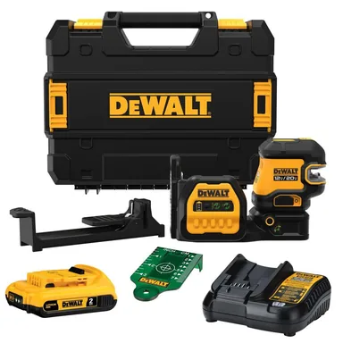 DeWalt DCLE34220G, kit: 20V Max Lithium-Ion Cordless Green Cross-Line Laser Level Kit, (1) 2.0Ah Battery, Charger, and TSTAK Case