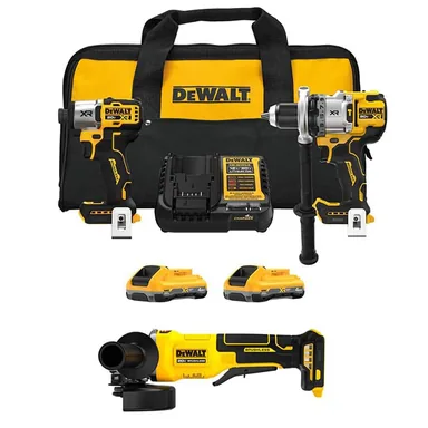 DeWalt DCK2101QQ2W408B, bundle: 20-Volt MAX Lithium-Ion Cordless 2-Tool Combo Kit and 4-1/2 in. Angle Grinder w/ (2) 4.0 Ah Batteries Charger & Kit Bag