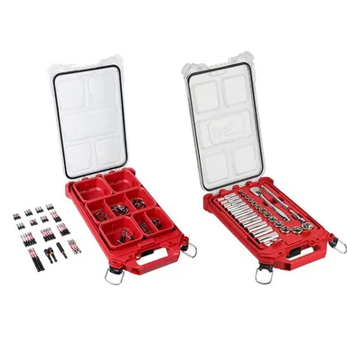 Milwaukee 48-22-9481-48-32-4082, bundle: 3/8 in. Drive SAE Ratchet and Socket Mechanics Tool Set and SHOCKWAVE Driver Bit Set with PACKOUT Cases (128-Piece)
