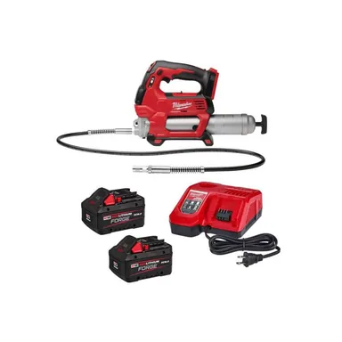 Milwaukee 2646-20-48-59-1881F, bundle: M18 18V Lithium-Ion Cordless Grease Gun 2-Speed w/ (2) FORGE 8.0 Ah Batteries & Charger