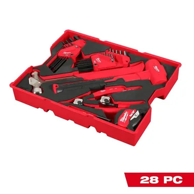 Milwaukee 48-22-0161, unpowered: Hex Key and Hammer Set with Tray for PACKOUT Drawers (28-Piece)