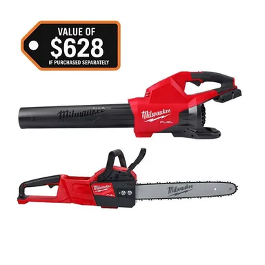 Milwaukee 2824-20-2727-20, bundle: M18 FUEL Dual Battery 145 MPH 600 CFM 18V Lithium-Ion Brushless Cordless Handheld Blower with M18 FUEL 16 in. Chainsaw