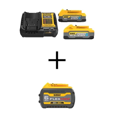 DeWalt DCBP315-2CWB606, bundle: 20V MAX XR POWERSTACK Lithium-Ion 5Ah and 1.7Ah Batteries with 20V/60V MAX FLEXVOLT Lithium-Ion 6Ah Battery and Charger