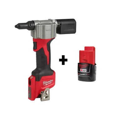 Milwaukee 2550-20-48-11-2420, bundle: M12 12-Volt Lithium-Ion Cordless Rivet Tool with M12 2.0Ah Battery