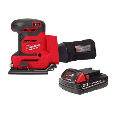 Milwaukee 2649-20-48-11-1820, bundle: M18 18V Lithium-Ion Cordless 1/4 in. Sheet Sander with 2.0 Ah Compact Battery