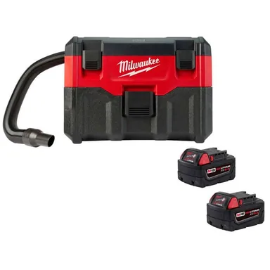 Milwaukee 0880-20-48-11-1852, bundle: M18 18-Volt 2 Gal. Lithium-Ion Cordless Wet/Dry Vacuum w/(2) M18 XC Extended Capacity 5.0 Ah Battery Packs