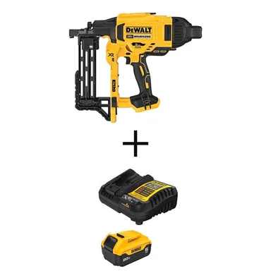 DeWalt DCFS950BW205C, bundle: 20-Volt MAX Lithium-Ion 9-Gauge Cordless Fencing Stapler with 20-Volt MAX XR 5.0 Ah Battery Pack and Charger