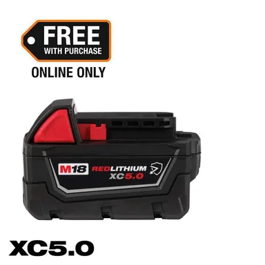 Milwaukee 48-11-1850R, accessory: M18 18-Volt 5.0 Ah Lithium-Ion XC Extended Capacity Resistant Battery Pack (photograph from the Home Depot listing)
