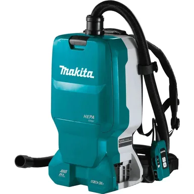 Makita XCV18ZX, bare tool: Makita XCV18ZX 36V (18V X2) LXT Brushless 1.6 Gallon HEPA Filter Backpack Dry Dust Extractor, AWS Capable, Tool Only