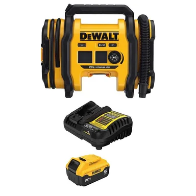 DeWalt DCC020IBW205C, bundle: 20V MAX Lithium-Ion Cordless Electric Portable Inflator with 20V MAX XR 5.0 Ah Battery Pack and Charger