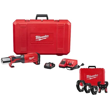 Milwaukee 2922-20-49-16-2690X, bundle: M18 18-Volt Lithium-Ion Force Logic Cordless Copper Press Tool with 2-1/2 in. to 4 in. CTS Pivoting Press Ring Jaw Set