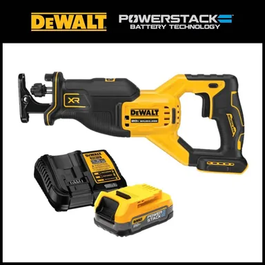 DeWalt DCS382BWP034C, bundle: 20V MAX Cordless Brushless Reciprocating Saw and 20V MAX POWERSTACK Compact Battery Starter Kit