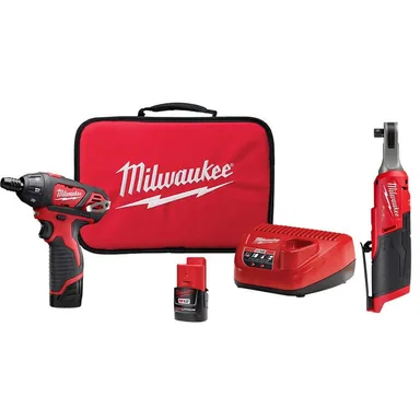 Milwaukee 2567-20-2401-22, bundle: M12 FUEL 12V Lithium-Ion Cordless High Speed 3/8 in. Ratchet and 1/4 in. Hex Screwdriver Kit (2-Tool)