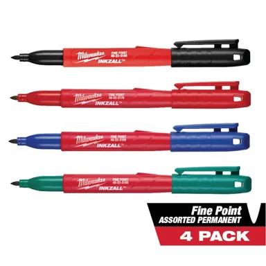 Milwaukee 48-22-3106, accessory: INKZALL Multi-Colored Fine Point Jobsite Permanent Markers (4-Pack)