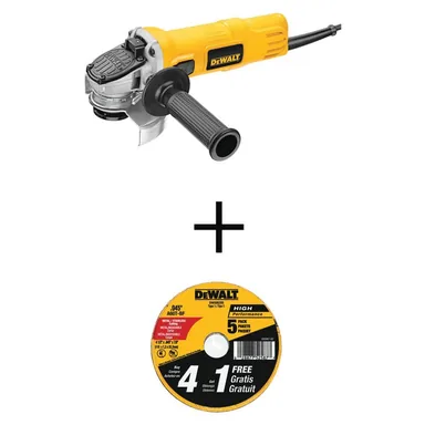 DeWalt DWE4011W8062B5, bundle: 7 Amp 4.5 in. Small Angle Grinder with 1-Touch Guard and 4.5 in. x 0.045 in. x 7/8 in. Metal Cutting Wheel (5 Pack)