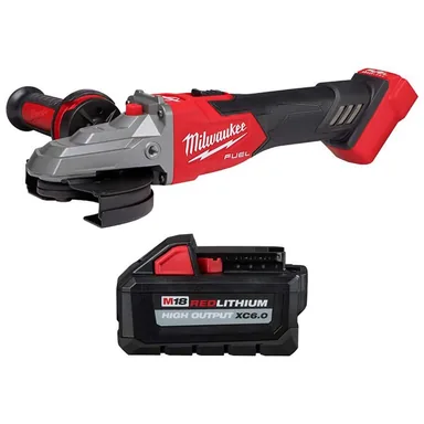 Milwaukee 2887-20-48-11-1865, bundle: M18 FUEL 18V Lithium-Ion Brushless Cordless 5 in. Flathead Braking Grinder with Slide Switch Lock-On w/6.0 ah Battery