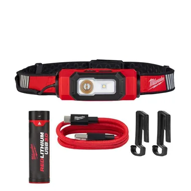 Milwaukee 2116-21, kit: 600 Lumens LED REDLITHIUM USB 360-Degree Visibility Hard Hat Headlamp (photograph from the Home Depot listing)