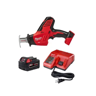 Milwaukee 2625-20-48-59-1850, bundle: M18 18V Lithium-Ion Cordless HACKZALL Reciprocating Saw W/ M18 Starter Kit and (1) 5.0Ah Battery & Charger