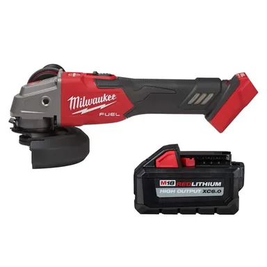 Milwaukee 2889-20-48-11-1865, bundle: M18 FUEL 18V Lithium-Ion Brushless Cordless 4-1/2 in./5 in. Grinder with Variable Speed and Slide Switch w/6.0Ah Battery