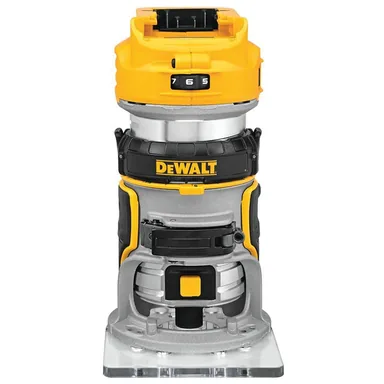 DeWalt DCW600B, bare tool: 20V MAX XR Cordless Brushless Fixed Base Compact Router (Tool Only) (photograph from the Home Depot listing)