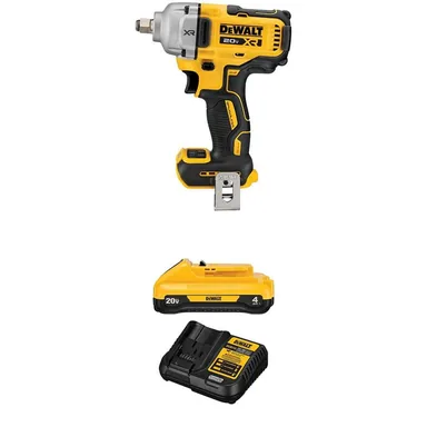 DeWalt DCF891BWDCB240C, bundle: 20V MAX XR Lithium-Ion Cordless 1/2 in. Impact Wrench with 20V MAX Compact 4.0Ah Battery and 12V to 20V MAX Charger