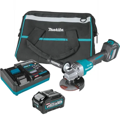 Makita GAG06M1, kit: Makita GAG06M1 40V max XGT Brushless Cordless 4-1/2" / 5" Paddle Switch Angle Grinder Kit, with Electric Brake, AWS Capable (4.0Ah)