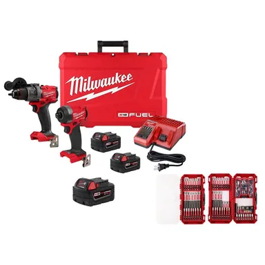 Milwaukee 3697-22-48-11-1850-48-32-5150, bundle: M18 FUEL 18V Cordless Hammer Drill/Impact Combo Kit (2-Tool) w/5.0Ah Battery & SHOCKWAVE Bit Set (100-Pc)