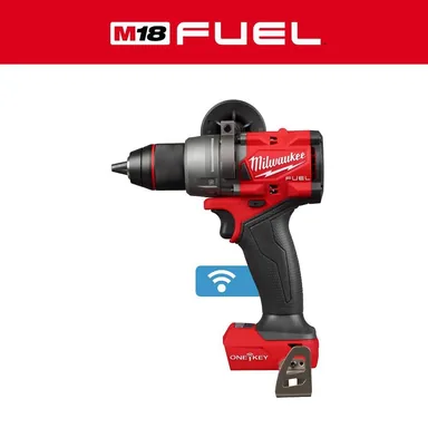 Milwaukee 2906-20, bare tool: M18 FUEL ONE-KEY 18V Lithium-Ion Brushless Cordless 1/2 in. Hammer Drill/Driver (Tool-Only) (photograph from the Home Depot listing)
