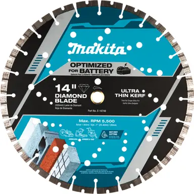 Makita E-16748, accessory: Makita E-16748 14" Thin Kerf Diamond Blade, Segmented, General Purpose