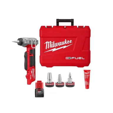 Milwaukee 2532-20-48-11-2420, bundle: M12 FUEL Pro PEX Expansion Tool with 1/2 in. - 1 in. Rapid Seal ProPEX Expander Heads with 2.0 Ah Compact Battery