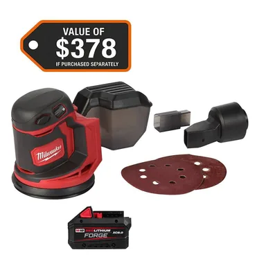 Milwaukee 2648-20-48-11-1881, bundle: M18 18V Lithium-Ion Cordless 5 in. Random Orbit Sander w/ FORGE 8.0 Ah Battery