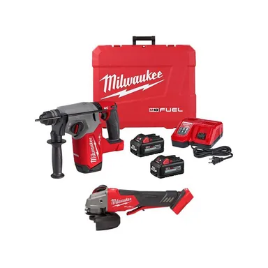 Milwaukee 2912-22-2888-20, bundle: M18 FUEL 18V Lithium-Ion Brushless 1 in. Cordless SDS-Plus Rotary Hammer Kit w/Brushless Grinder