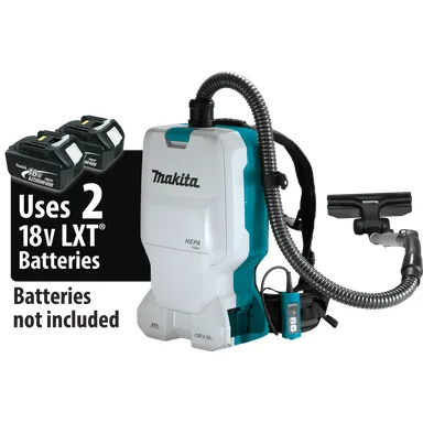Makita XCV17Z, bare tool: Makita XCV17Z 36V (18V X2) LXT Brushless 1.6 Gallon HEPA Filter Backpack Dry Vacuum, Tool Only