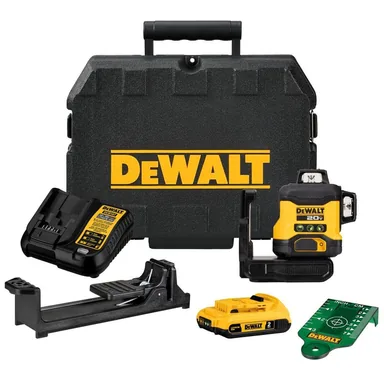 DeWalt DCLE34031D1, kit: 20-V Lithium-Ion 3-Plane Beam 360° 130 ft. Laser Level Kit with 2.0Ah Battery, Charger, and Case