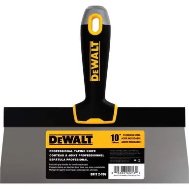 DeWalt DXTT-2-136, unpowered: 10 in. Stainless Steel Taping Knife with Soft Grip Handle