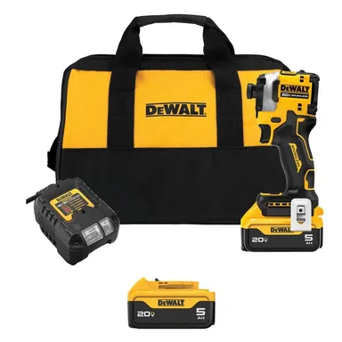 DeWalt DCF850P1WDCB205, bundle: ATOMIC 20V MAX Lithium-Ion Cordless Impact Driver Kit AND 20V MAX Premium Lithium-Ion 5.0Ah Battery