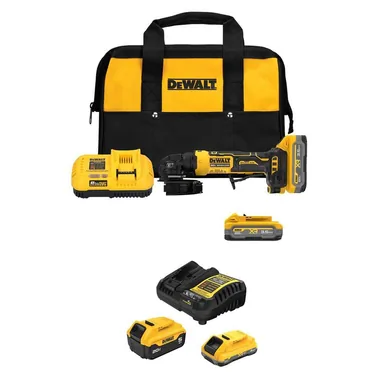 DeWalt DCG400S2W245-2C, bundle: ATOMIC 20V MAX Lithium-Ion Cordless 4 in. Angle Grinder Kit with 5 Ah, 4 Ah and (2) XR 3.5 Ah Batteries and (2) Chargers
