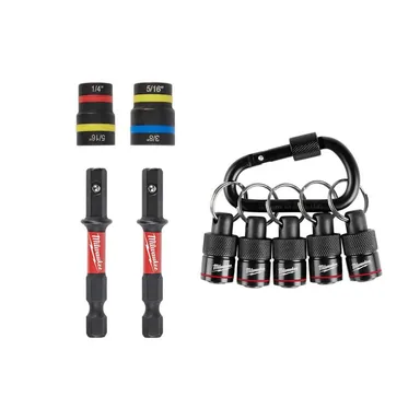 Milwaukee 49-66-4565-48-32-4537, bundle: SHOCKWAVE Impact-Duty 2-In-1 Alloy Steel Magnetic Nut Driver Set (2-Piece) with 5-Piece Hex Bit Holder with Carabiner
