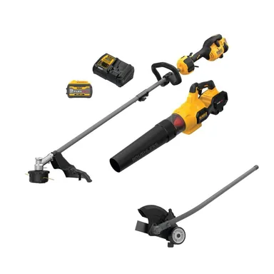 DeWalt DCKO266X1WAS4ED, bundle: FLEXVOLT 60V MAX Cordless Battery Powered String Trimmer & Blower Combo Kit & Edger Attachment w/ 3 Ah Battery & Charger
