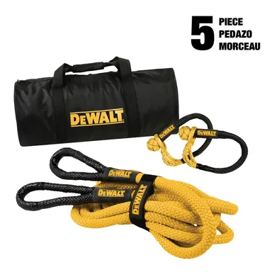 DeWalt DXBC90006, unpowered: 7/8 in. x 30 ft. Deluxe Kinetic Recovery Rope Kit, 29,300 Break Strength Includes 3/8 in. x 24 in. Shackles and Bag