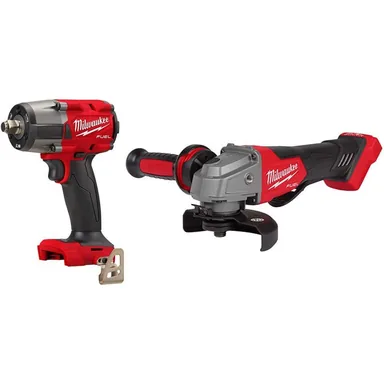 Milwaukee 2962-20-2880-20, bundle: M18 FUEL Gen-2 18V Lithium-Ion Brushless Cordless Mid Torque 1/2 in. Impact Wrench with Friction Ring with Grinder