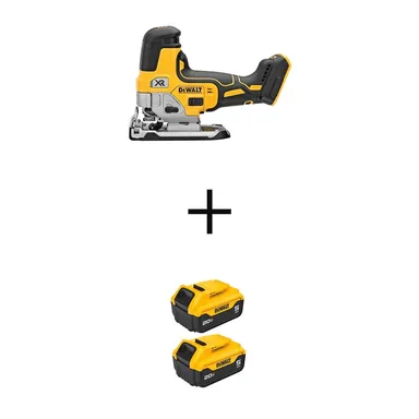DeWalt DCS335BWCB205-2, bundle: 20V MAX Lithium-Ion Cordless Barrel Grip Jigsaw with (2) 20V MAX Premium Lithium-Ion 5.0Ah Battery-Packs
